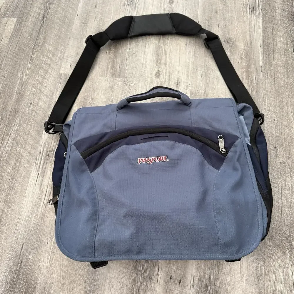 Jansport Messenger Bag Adjustable Crossbody Strap Travel Zippers Laptop Sleeve